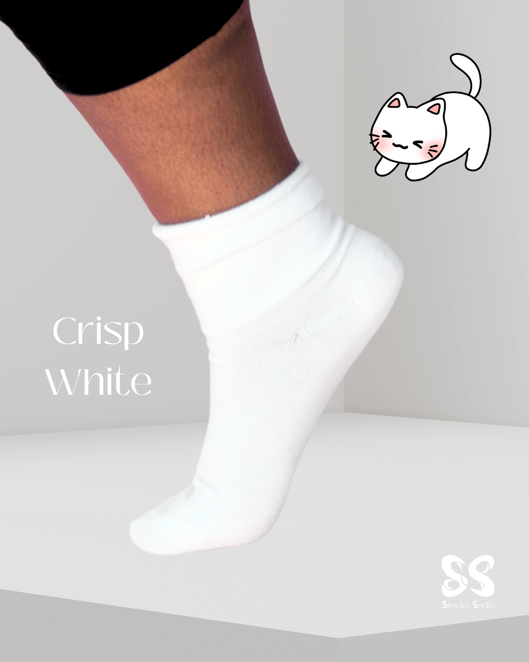 3-Pack Crew Socks: All White